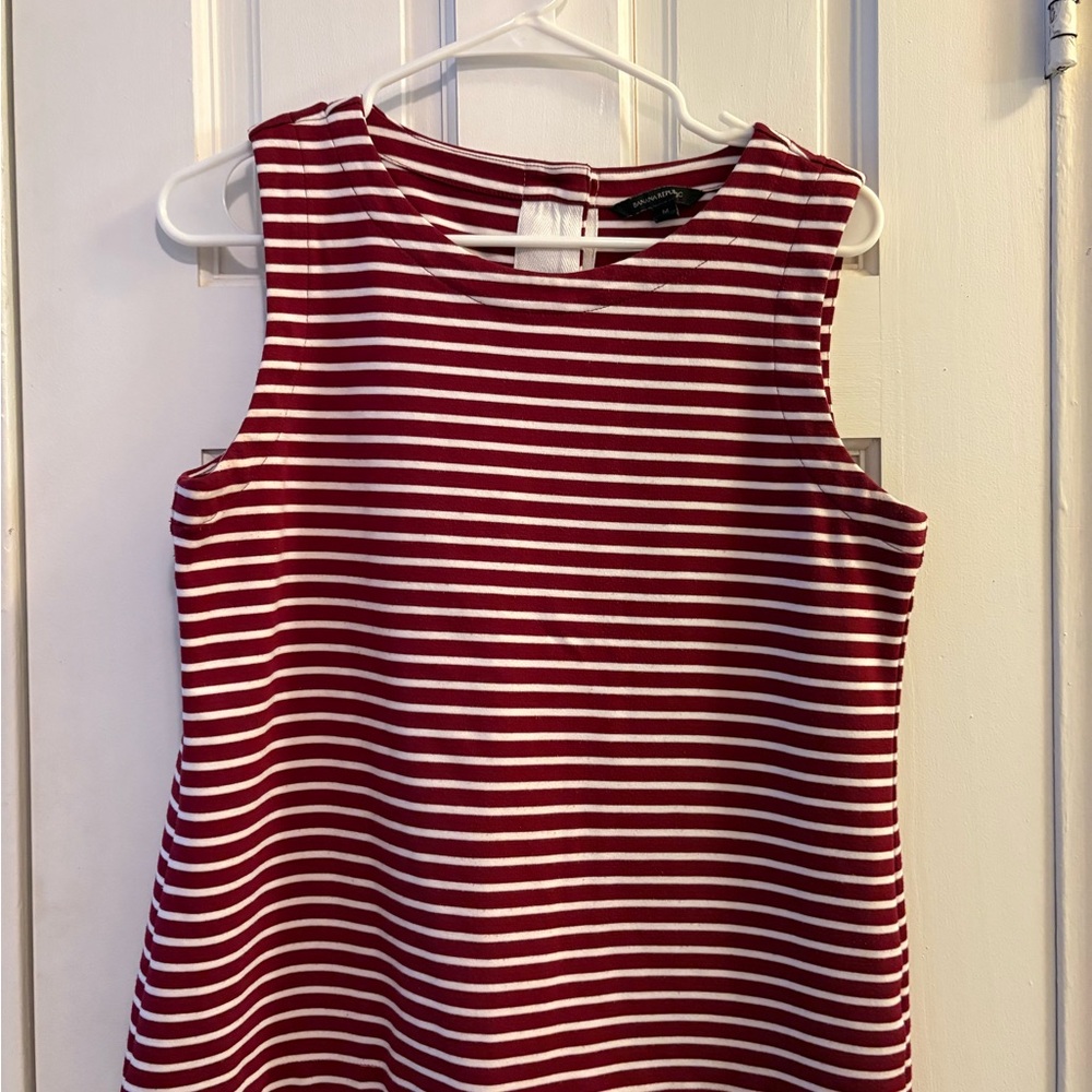 Banana Republic Burgundy and White Striped Tank Top